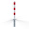 Barrier posts | Steel tube  76 x 2,6 mm | Removable, with triangular locking mechanism | hot-dip galvanized and white coatedwith three red reflecting stripes | without eyelet